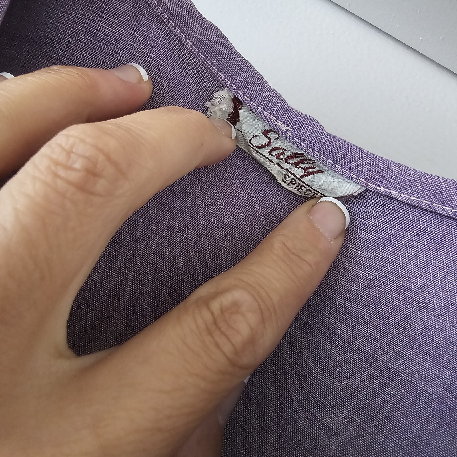 1940s 1950s Vintage Lavender Purple Sundress Lace VNeck ALine Midi Dress #66