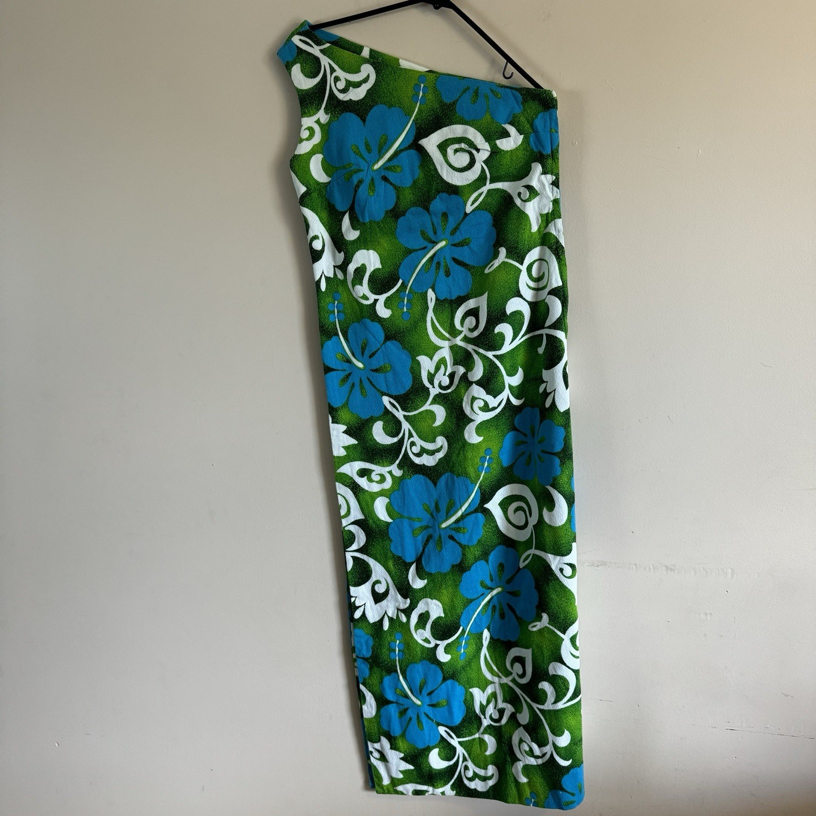 Vogue Paris Original Vintage Hawaiian Handmade One Shoulder Dress Designer