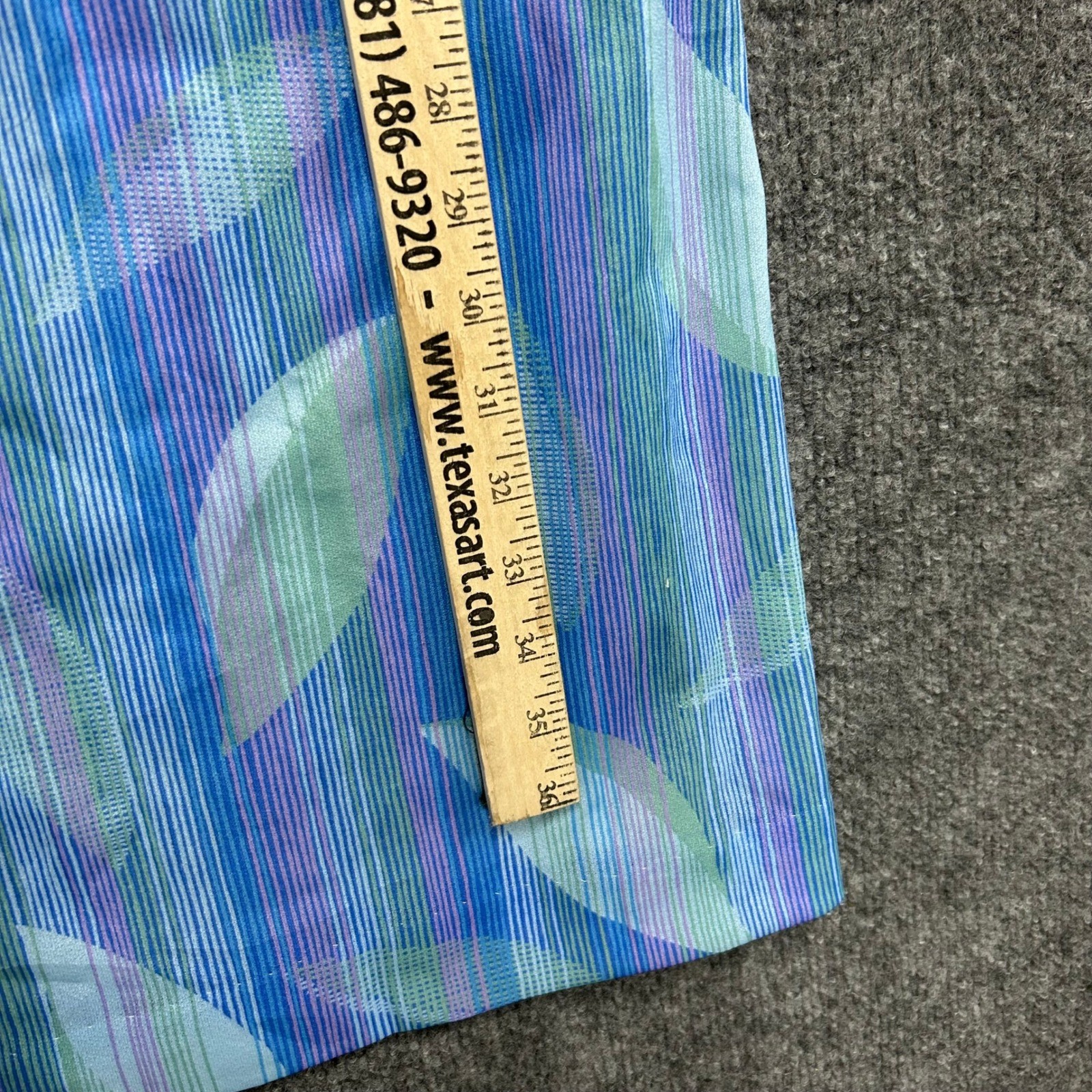 Nancy Frock Dress Womens Size 14.5 Blue Purple Leaf Print Vintage USA Midi Tie
