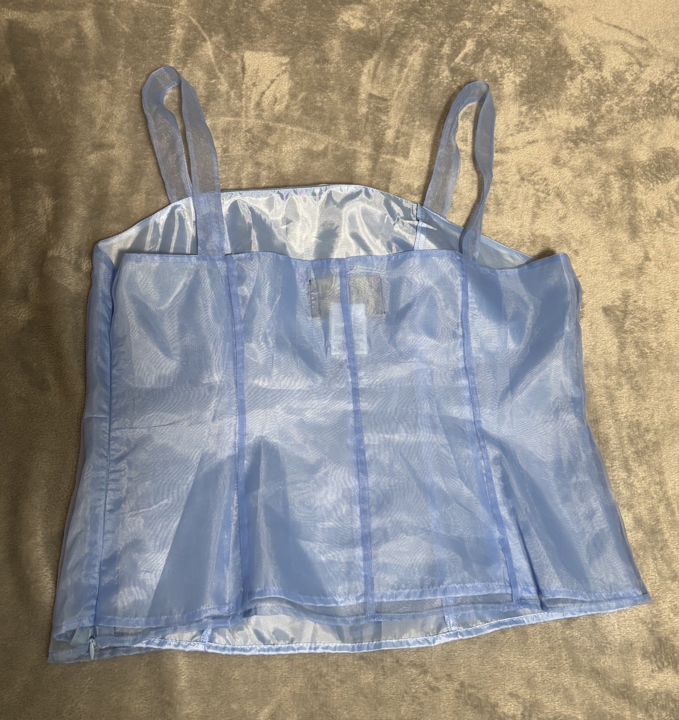 Vintage Milano Couture Sheer Light Blue Tank Top Corset Cami Size 10 Renaissance