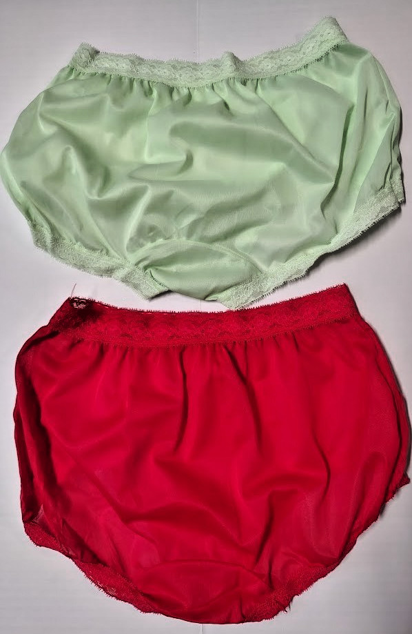 Vintage Lorraine Nylon Lace Mushroom Gusset Granny Panties Pair 6 M