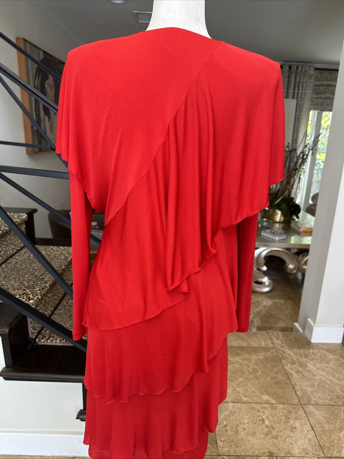 Holly Harp From Bergdorf Goodman Vintage 70s Iconic Red Tiered Jersey Dress S