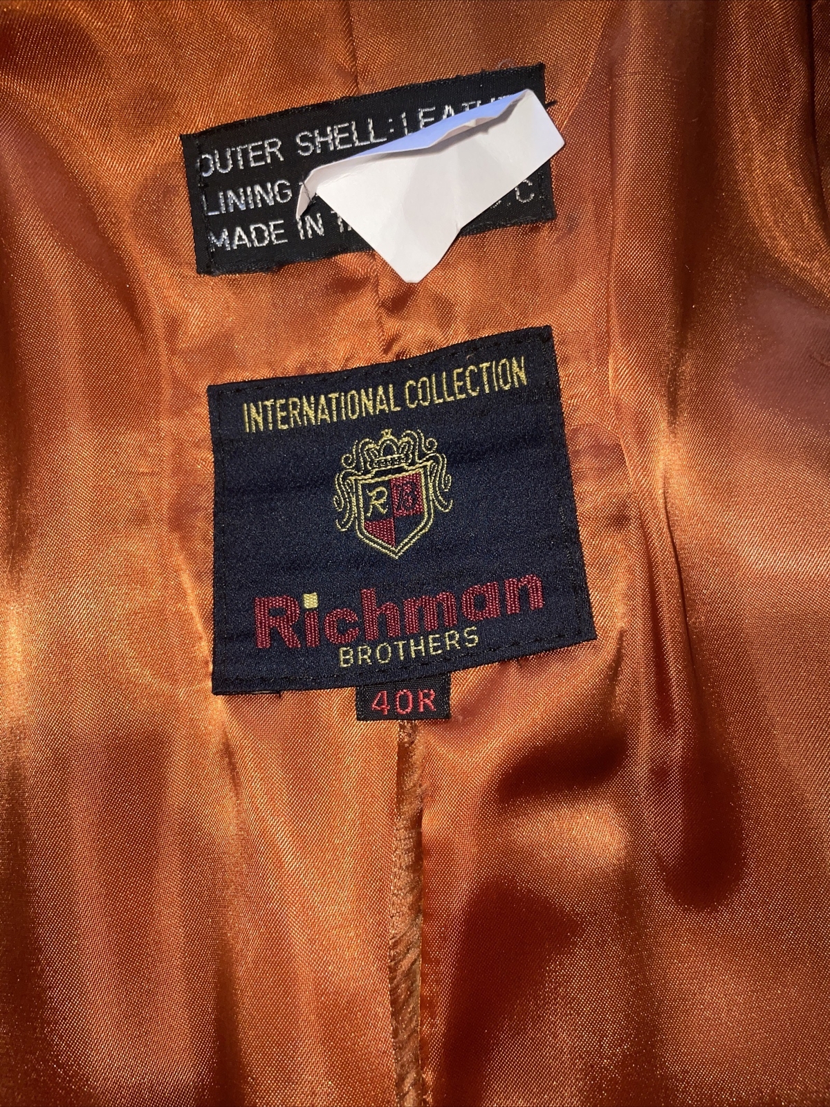 Brown 70’s Leather Jacket Richmond Brothers Leather Trench Men 40R