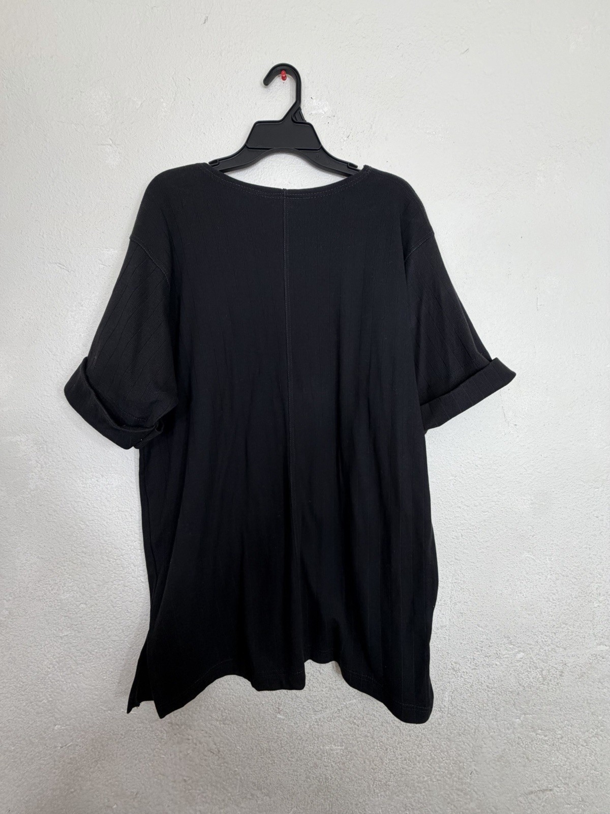 Vintage 90s Plus Factor Women’s Black Oversized Cotton T-Shirt Center Seam – XL