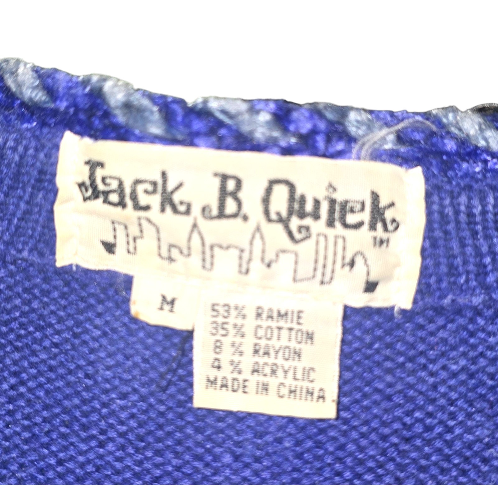 VTG Jack B Quick Dog Cardigan Royal Blue Bones Paws Bowls SZ MD Buttons Ruff Pup