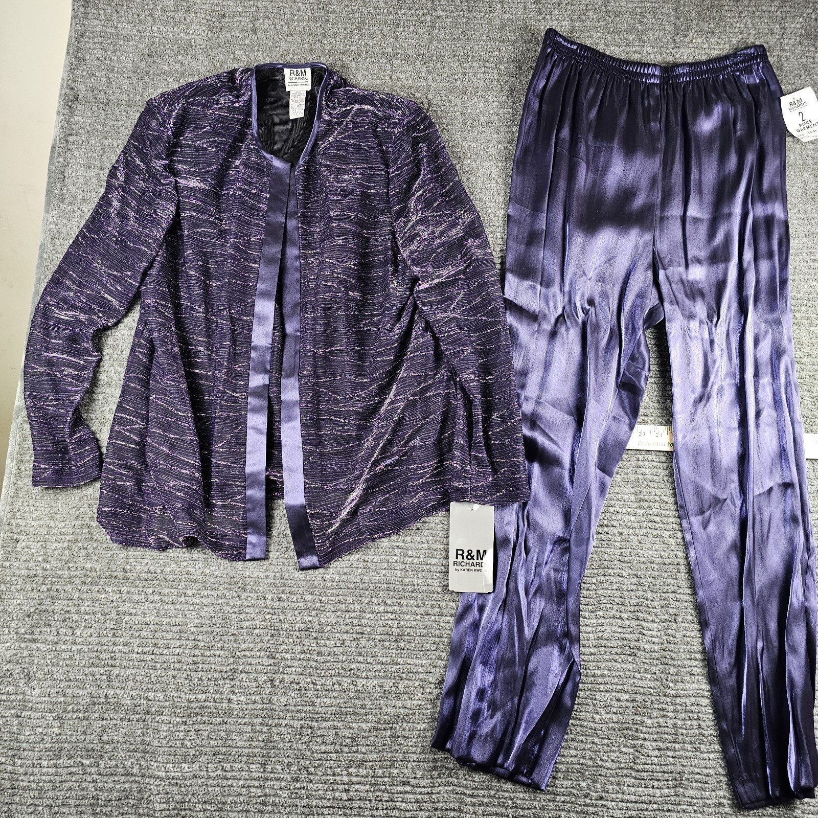 Vintage R&M Richard’s Karen Kwong Size 18W 2 PC Purple Jacket & Gown Set 4729