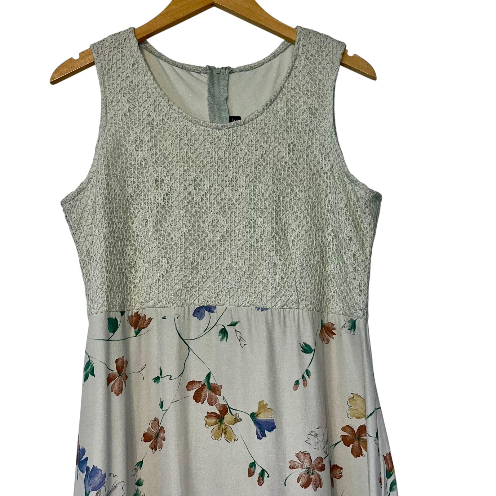 Vtg Sharade Of CA 90s Floral Crochet Top Maxi Dress Babydoll Sz 10 Y2K Fairy