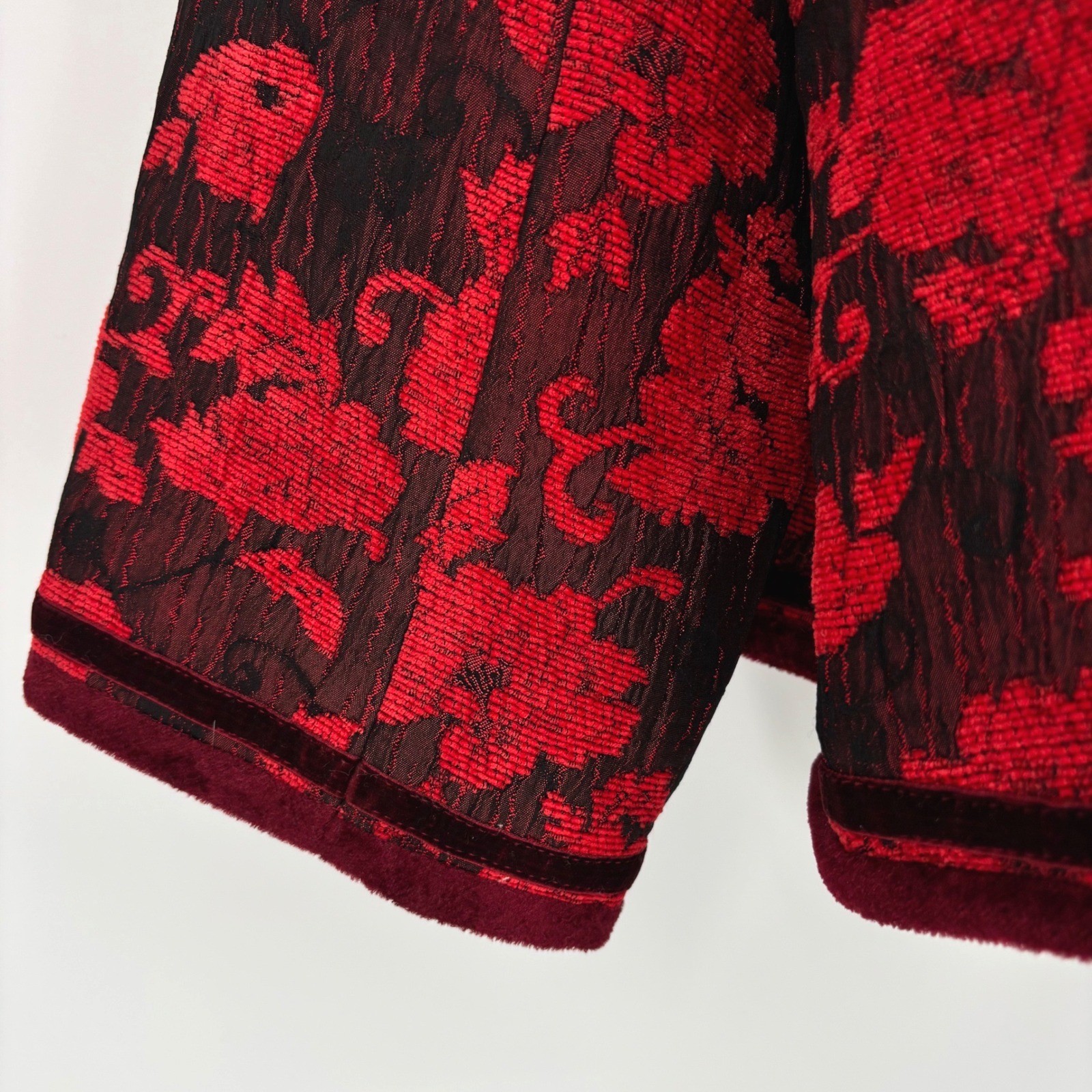 Vintage Rising Phoenix Kimono Jacket Silk Blend Tapestry Velvet Brass Buttons LG