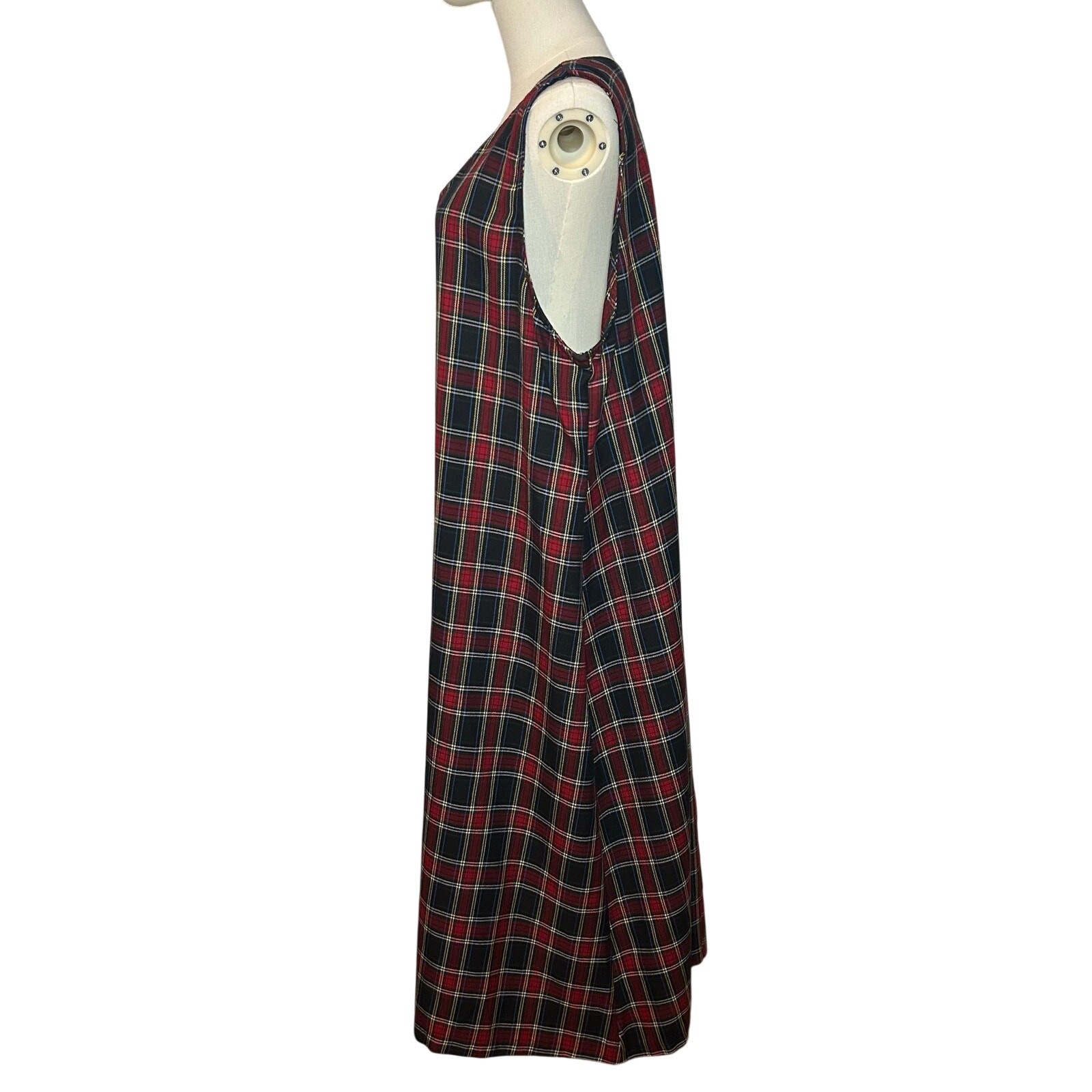 Willow Ridge Red Green Plaid Sleeveless Tartan Dress PXL Grunge Dark Academia