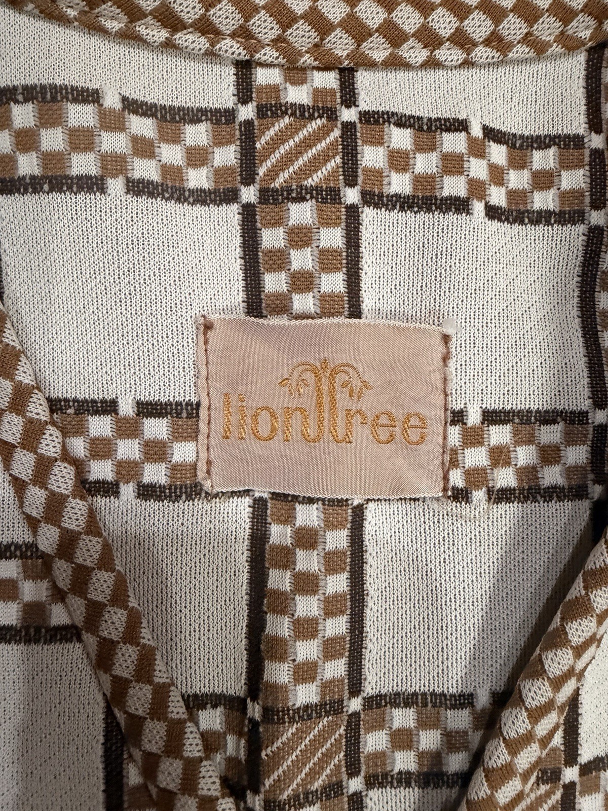 Vintage 1970s 3 Piece Leisure Suit Womens Knit Beige Brown Plaid Large 12-14