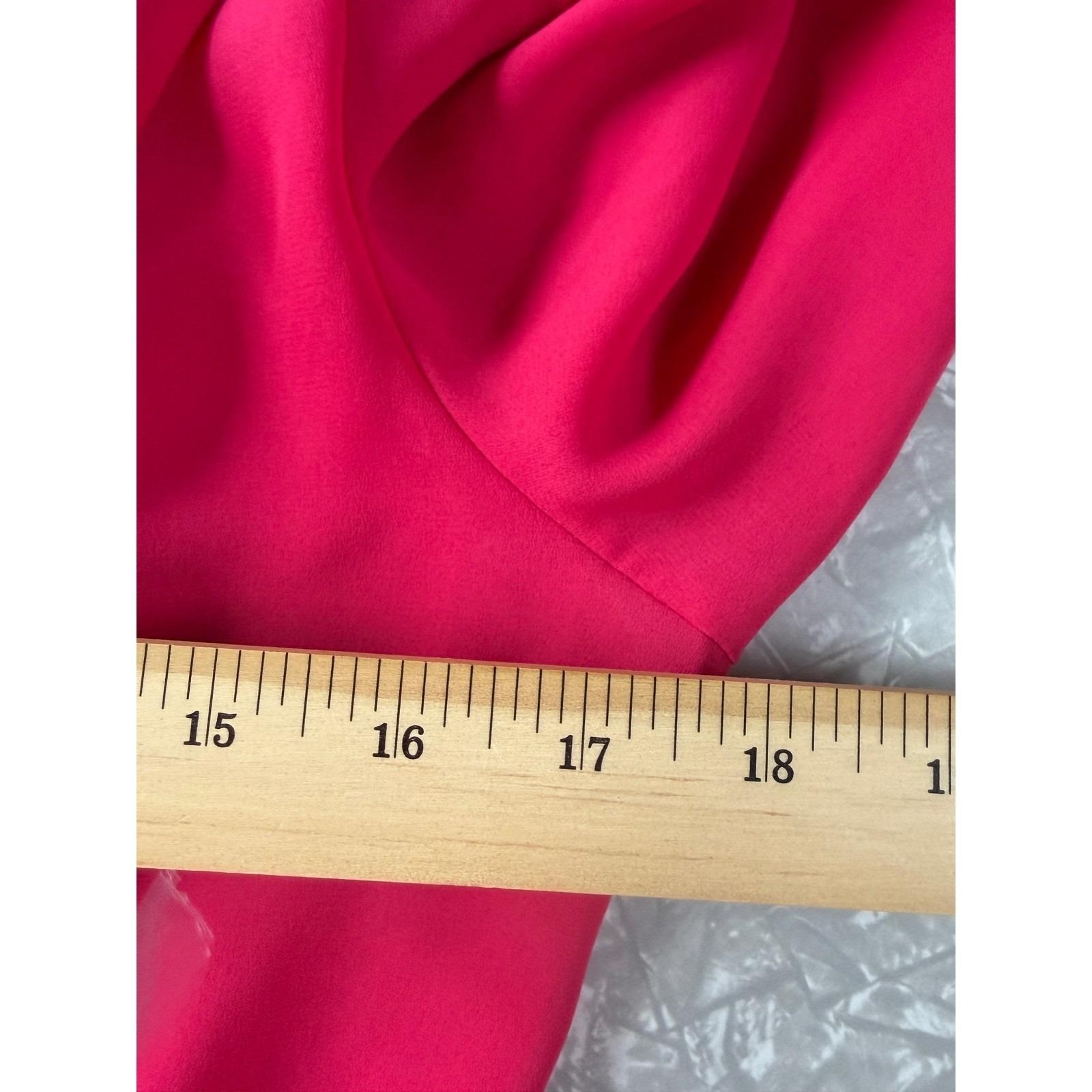 Alicia Vintage Hot Pink Cowl Neck Midi Dress Long Sleeve Elastic Waist Size 14