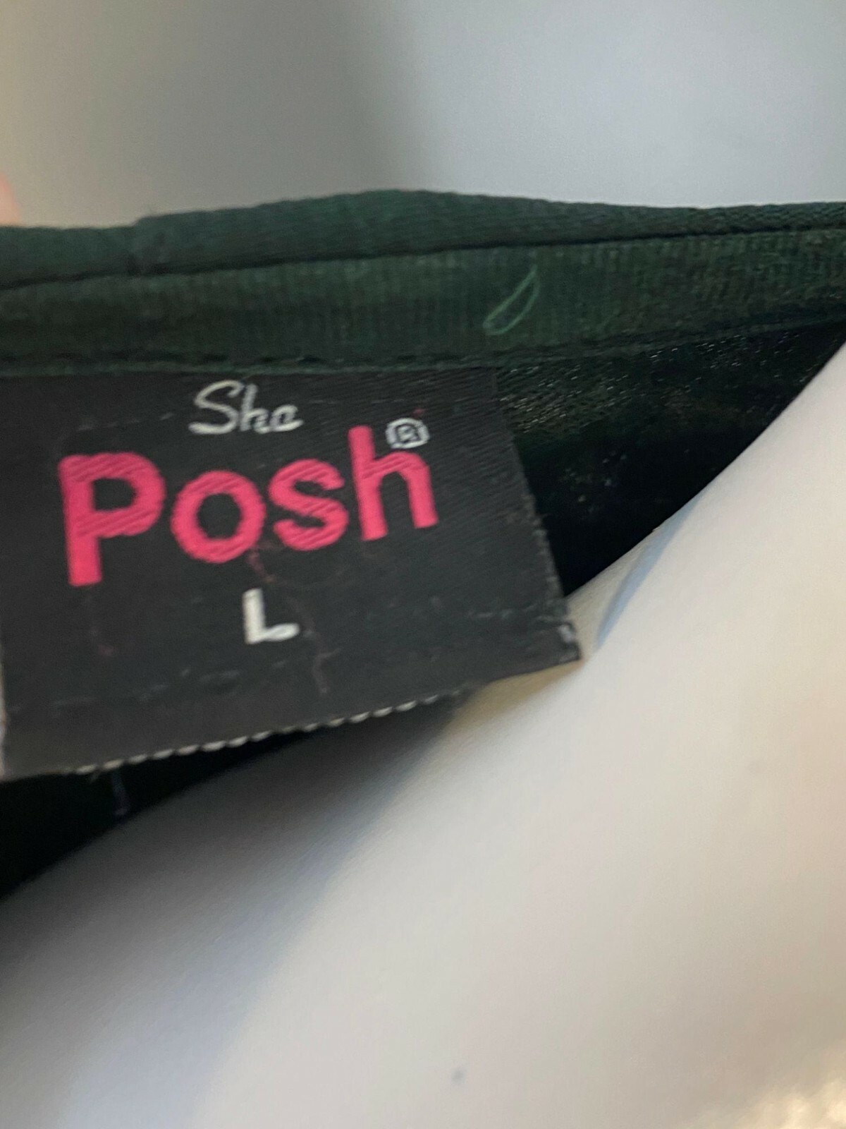 Sha Posh Women’s Dark Green Dress Long Sleeve with Pearls & Jewels Accents Size
