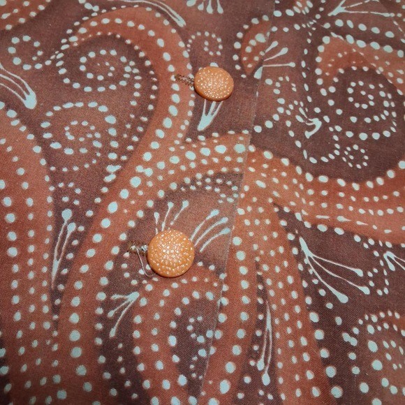 Vintage 60s 70s Kay Whitney Psychedelic Swirl Day Dress Housecoat – L / XL