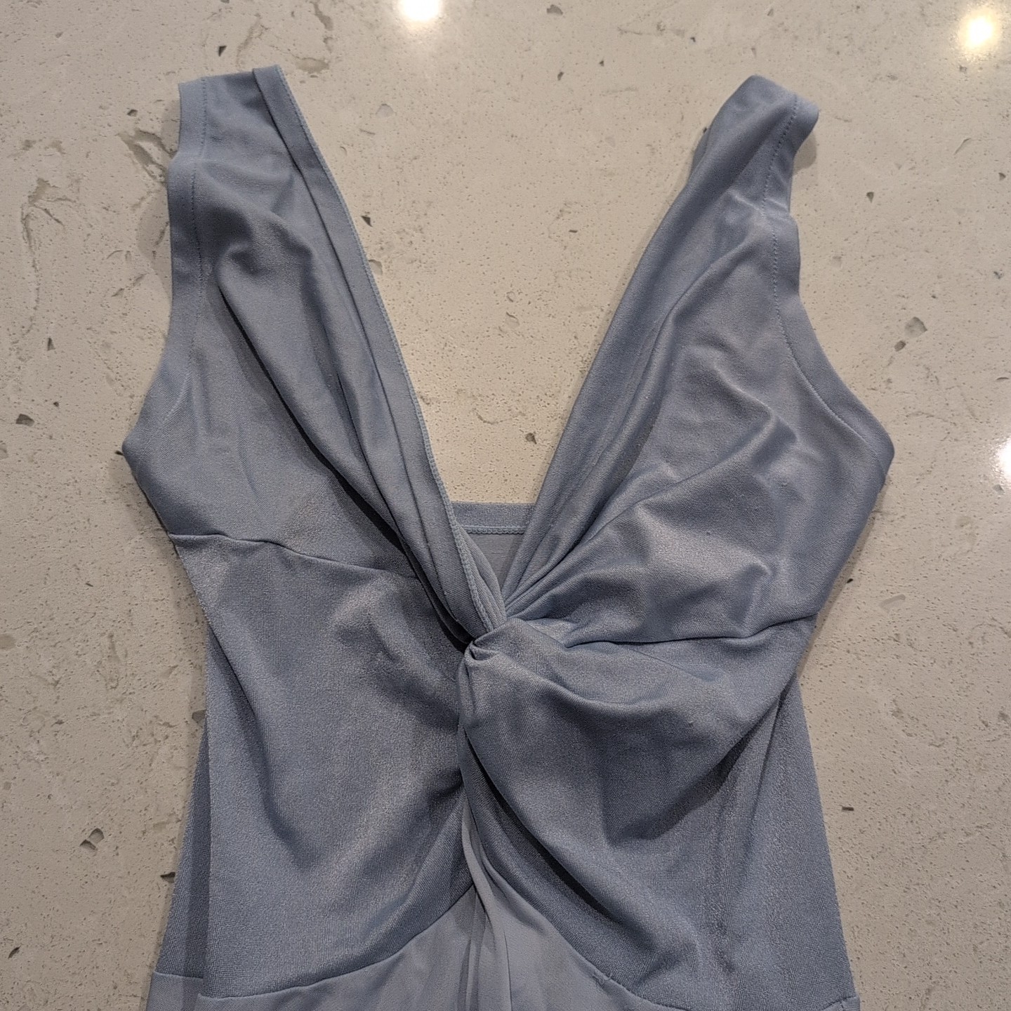 Vintage OLGA Bodysilk GOWN Nylon Stretch SWEEP Blue Lingerie Sz M