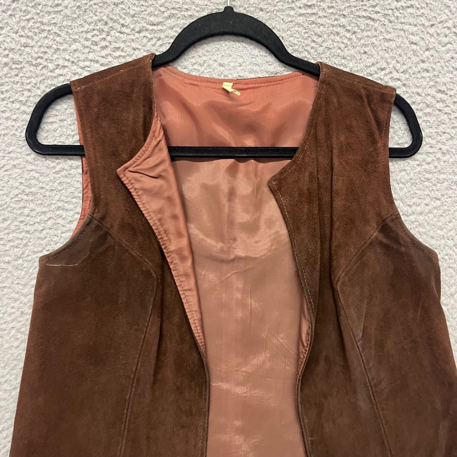 Vintage Suede Vest Womens S Brown Leather Western Rodeo Cowgirl Retro Mexico