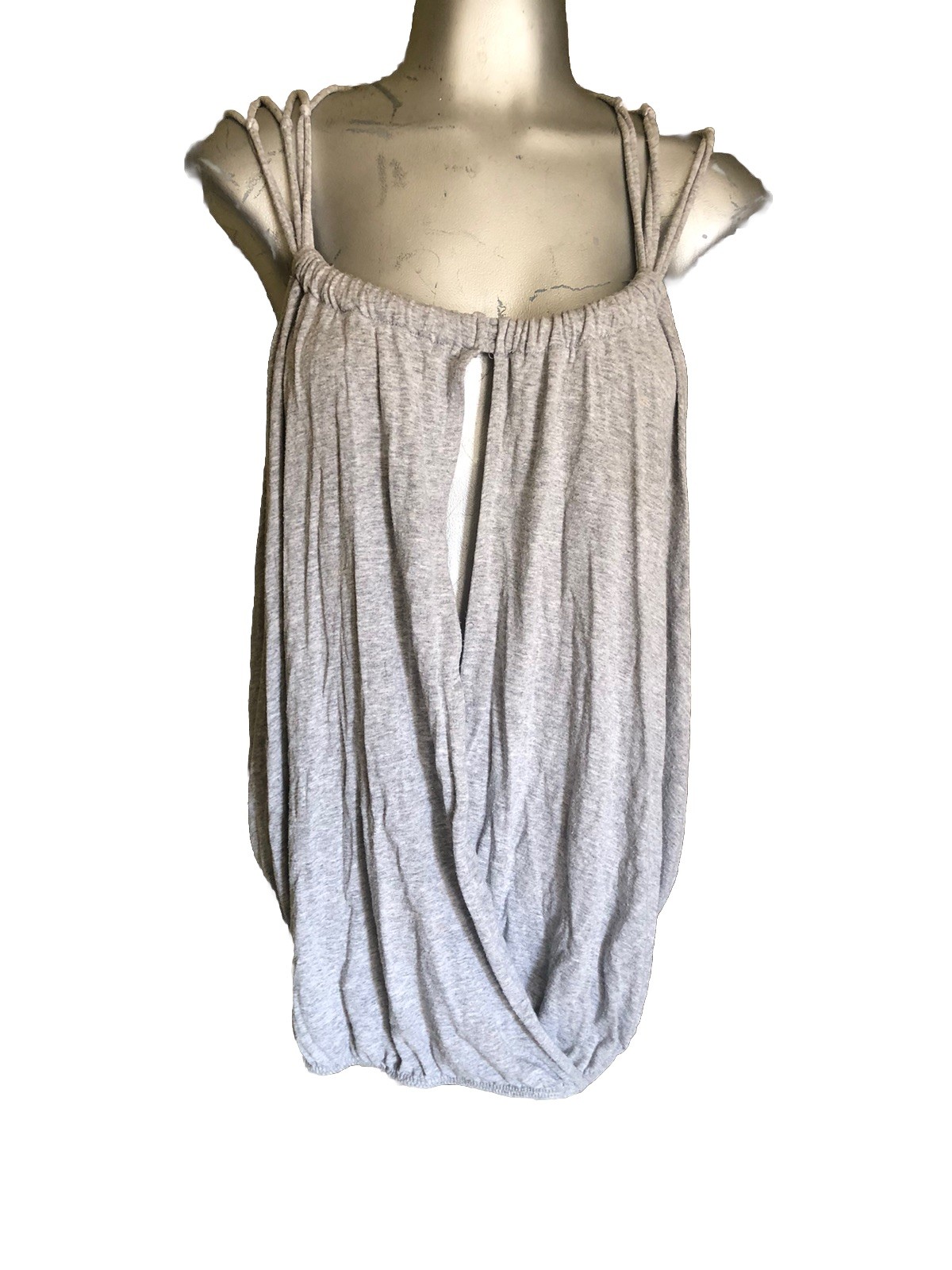 Vintage Light gray Sexy Macrame Open Woven Jersey Top