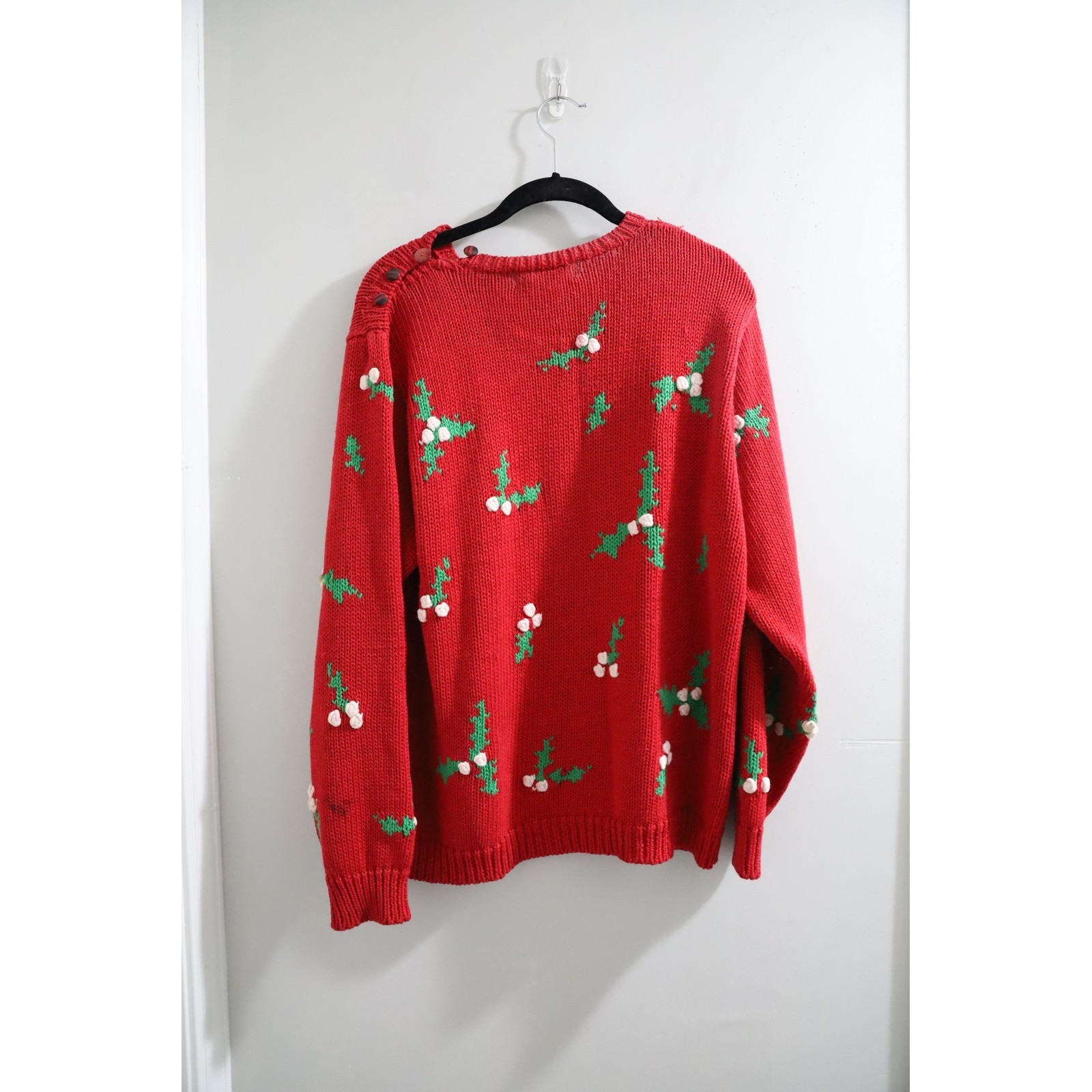 Vintage The Eagles Eye 1991 Red Hand Knit Goose Sleigh Christmas Sweater Large