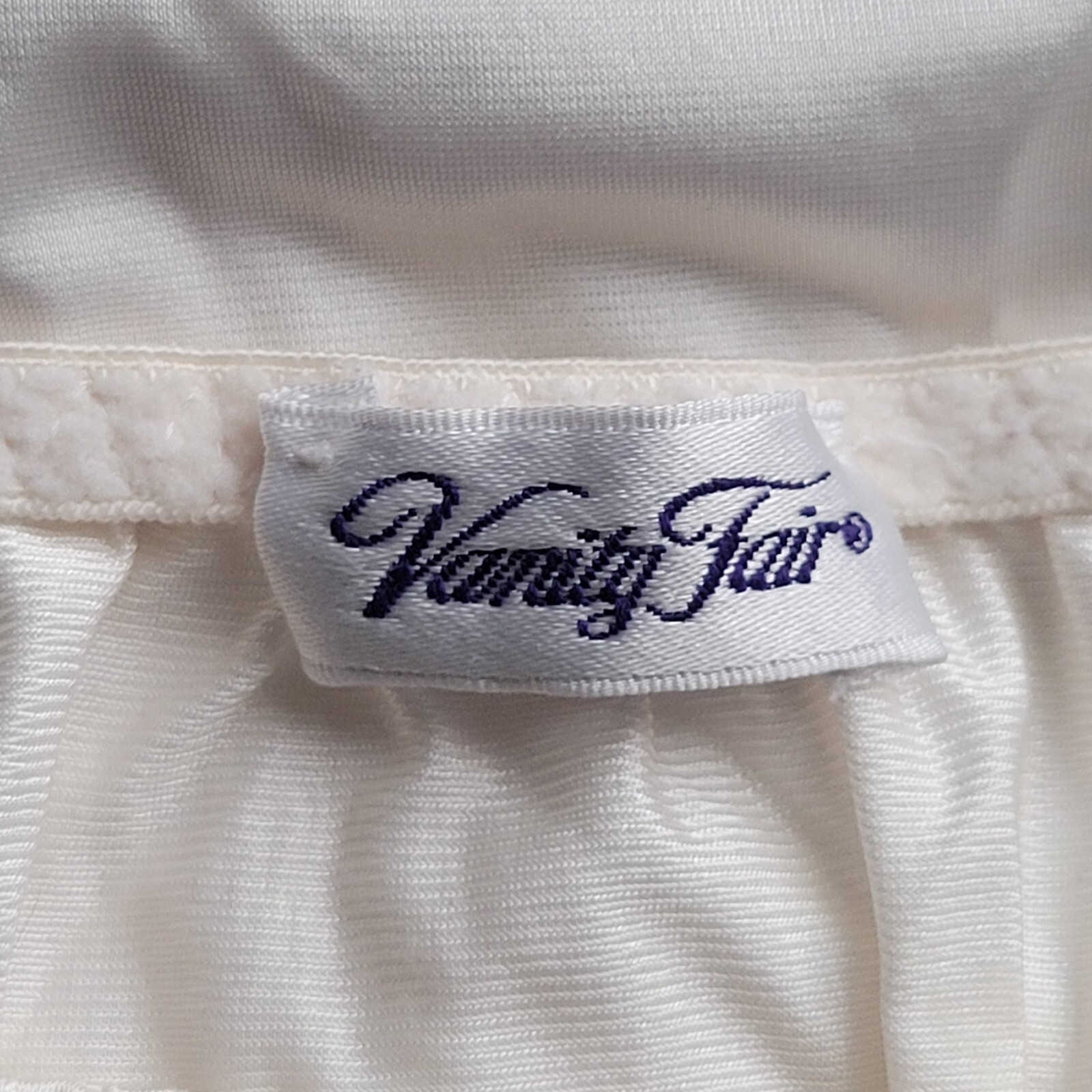 Vintage VANITY FAIR Ivory Pearl Midi Slip Skirt Size L Side Slits Elastic Waist