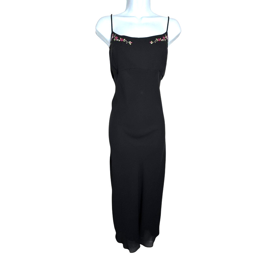 Jessica McClintock vintage 90’s maxi dress gown size 11 12 black long Homecoming