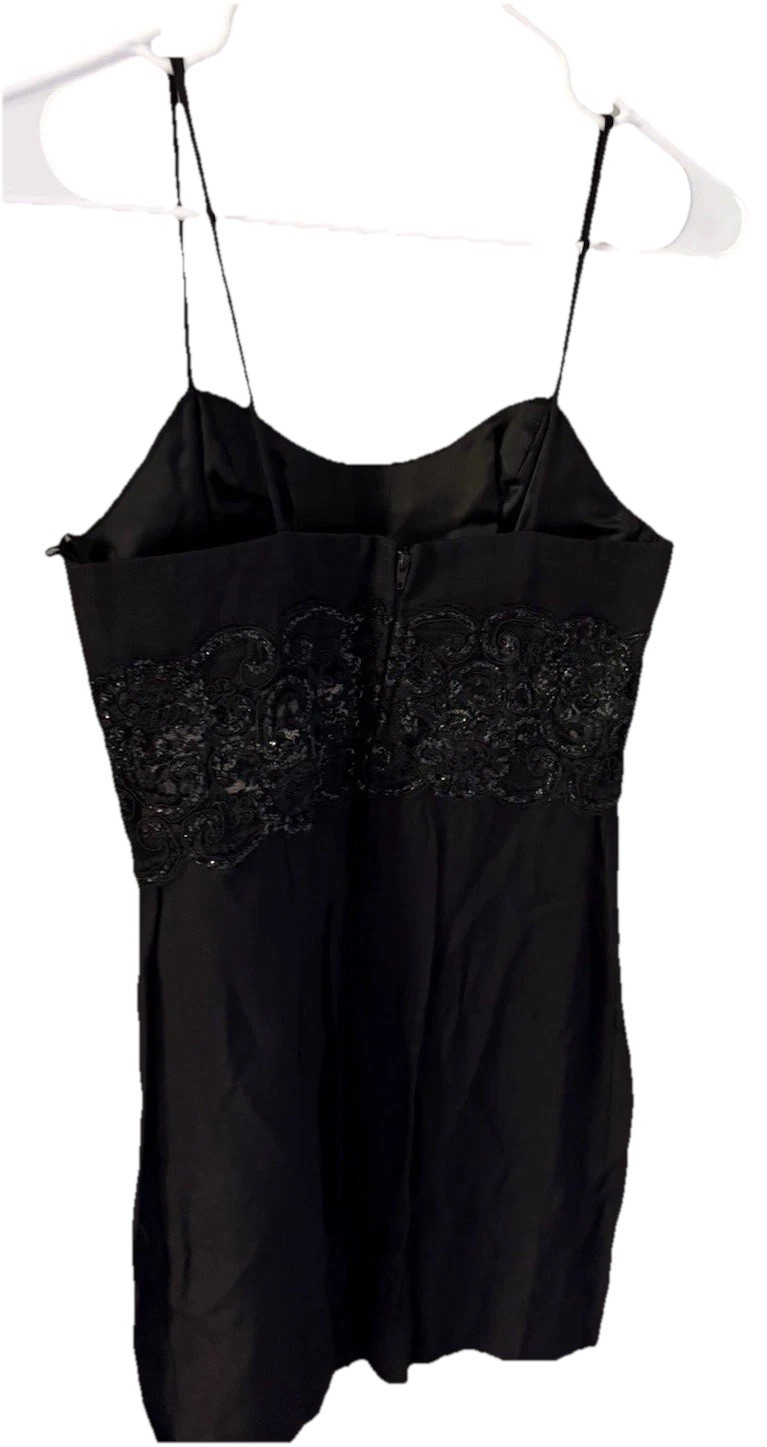 DE LARU Vintage 90s/y2K Lace Cut Out Black Mini Dress Juniors 5/6. Party