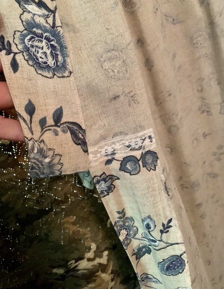 Vintage OOAK Linen Floral Maxi Full Length Kimono Wrap Robe Duster boho cottage
