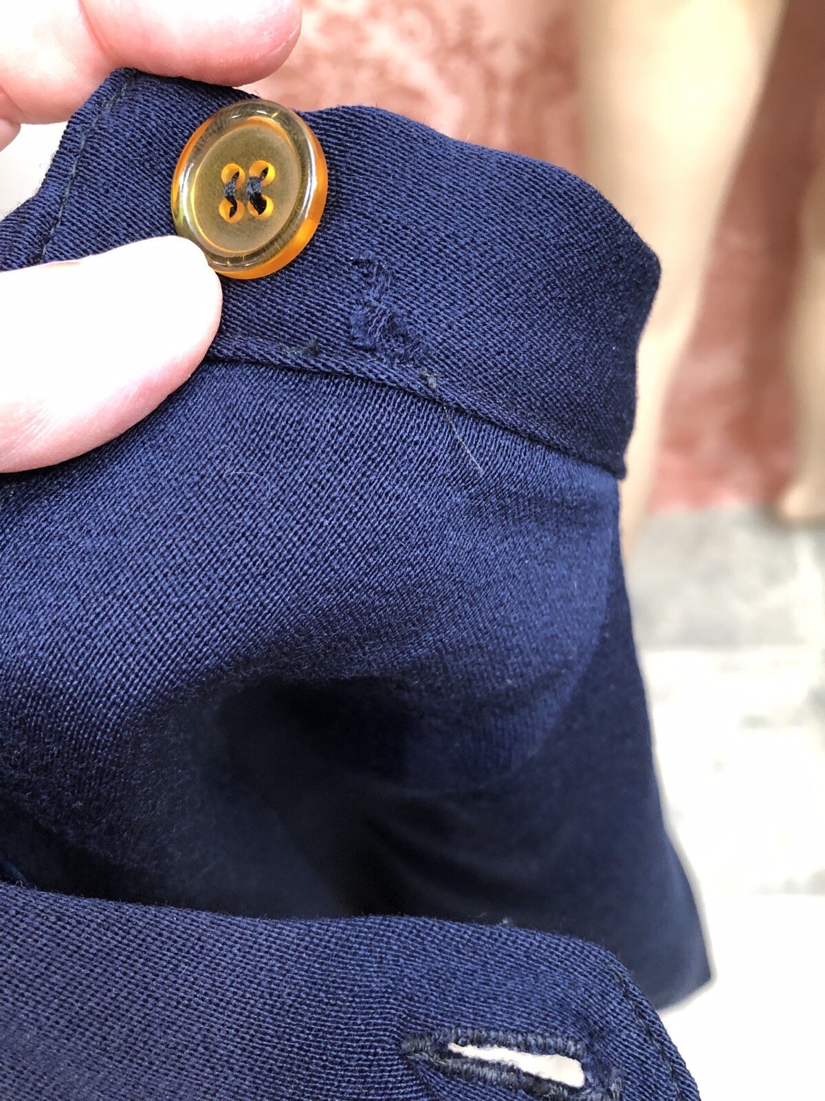 VTG 1940s SWING-TOWN Navy Blue GABARDINE Tailored Suit w/DONUT BUTTONS Sz-Med