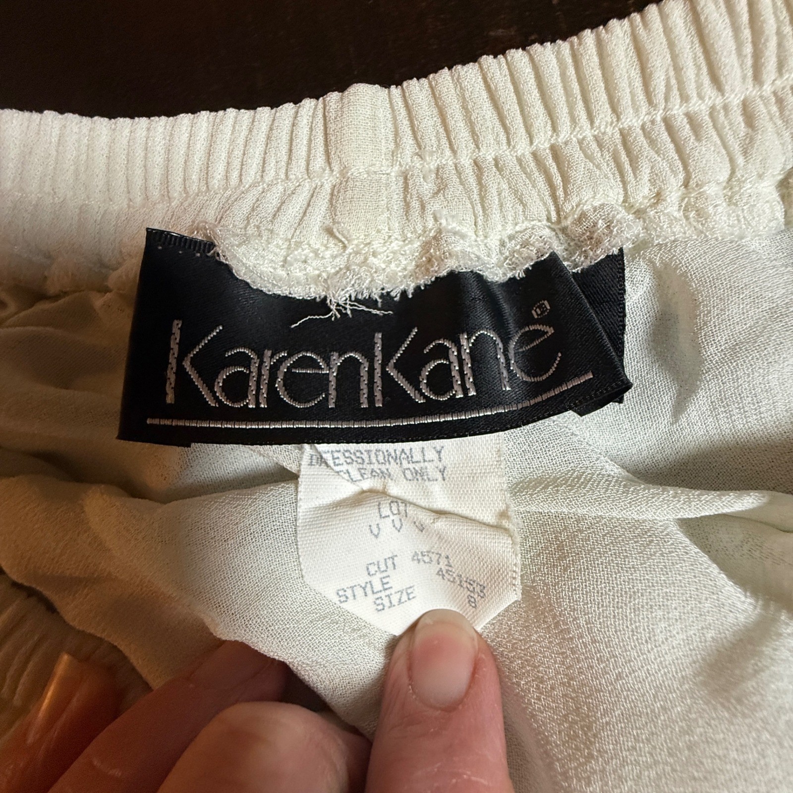 Vintage Karen Kane Ivory White Rayon Tiered Midi Skirt Made in USA Womens Size 8