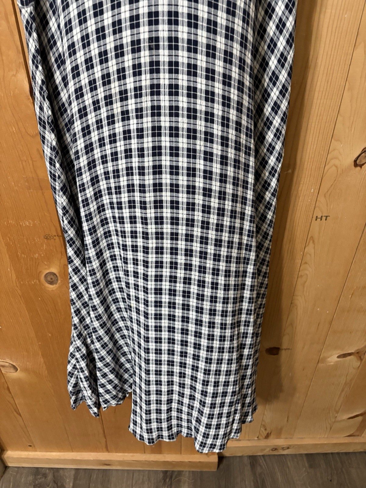 VTG 90s y2K Limited London Paris NY Blue Plaid GINGHAM DROP WAIST MAXI Dress S