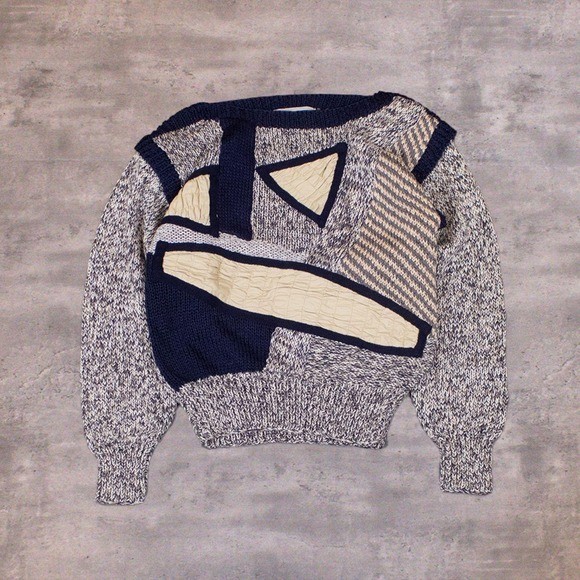 Vintage 1990’s Nannel Tri Blend Coogi Style 3D Pattern Knitted Crewneck Sweater
