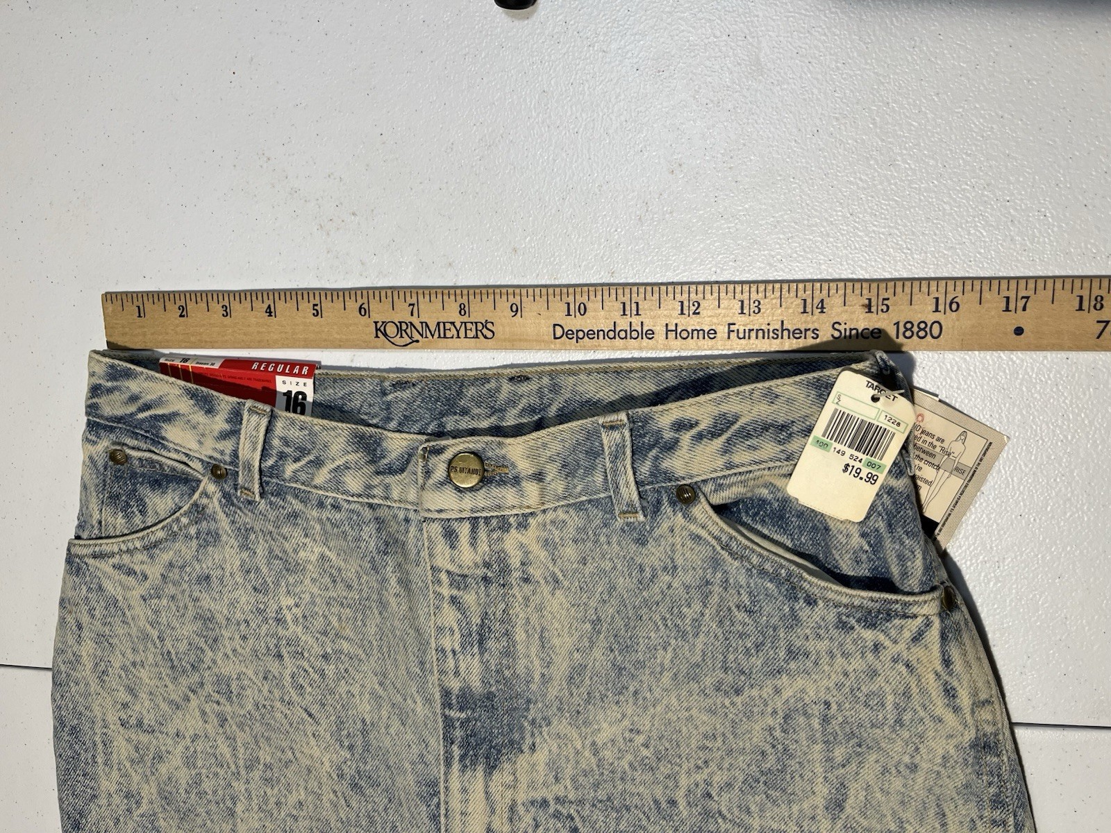 NEW VINTAGE 1989 PS Gitano ACID WASHED Women 16 32×30 Denim Blue Jeans USA MADE