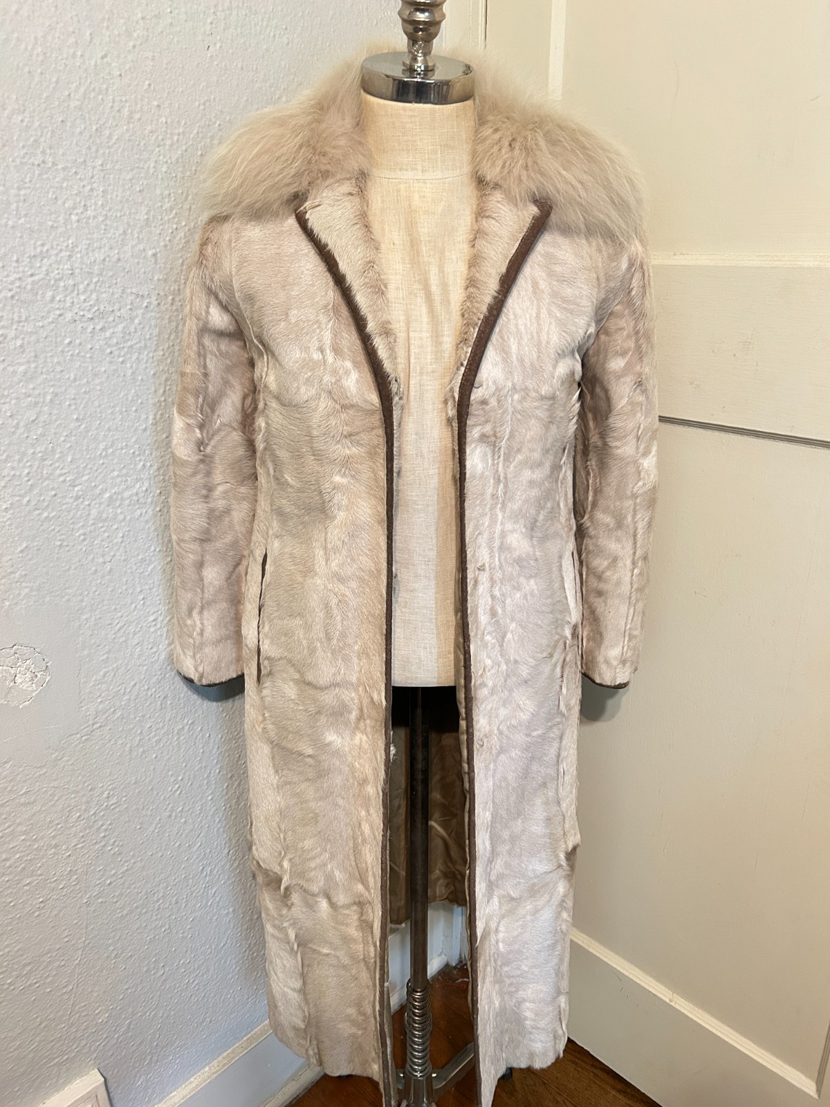 READ Vtg 70s Womens Small Medium Cream Full Length Pony Hair Fur Penny Lane