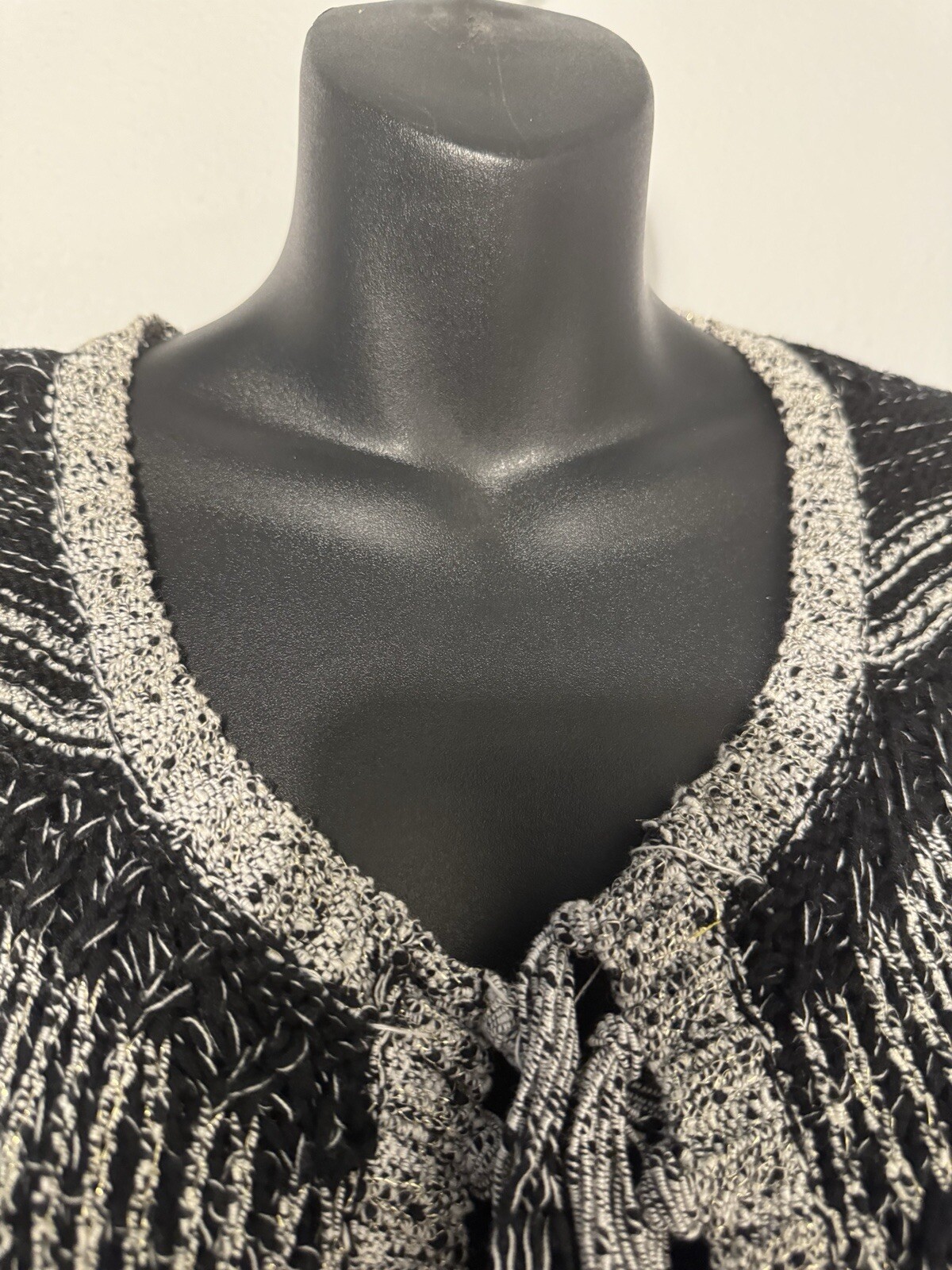 Ruby Rd. Cardigan Jacket Open Frade Black White Sz PS
