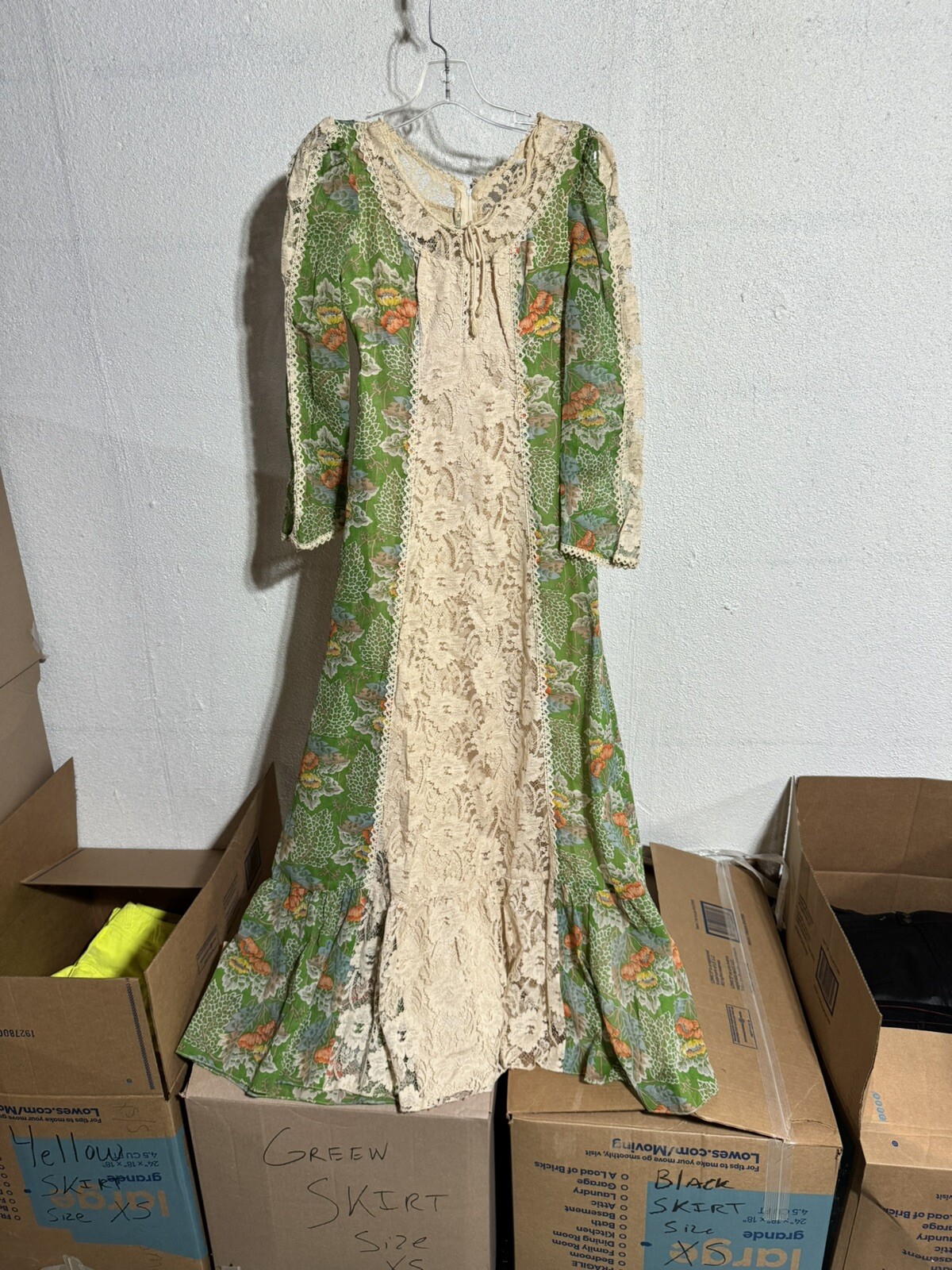 Vintage Young Innocent By Arpeja Lace Maxi Dress Size 5 Made In USA Gunn G2U