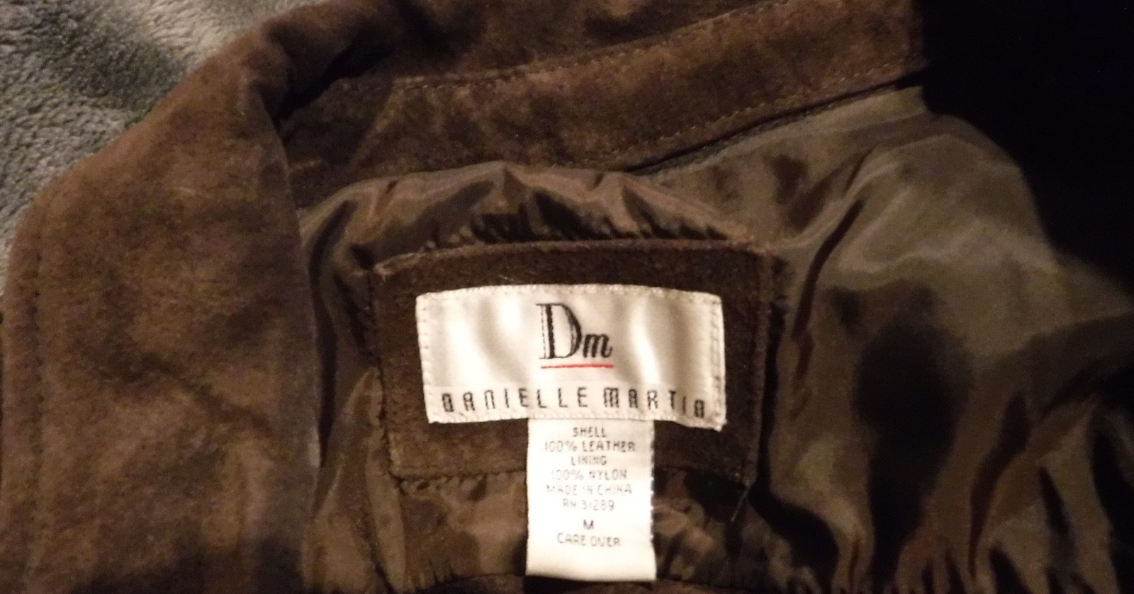 100 % LEATHER BUTTON DOWN SHIRT – SIZE MED BROWN MADE BY DANIELLE MARTIN