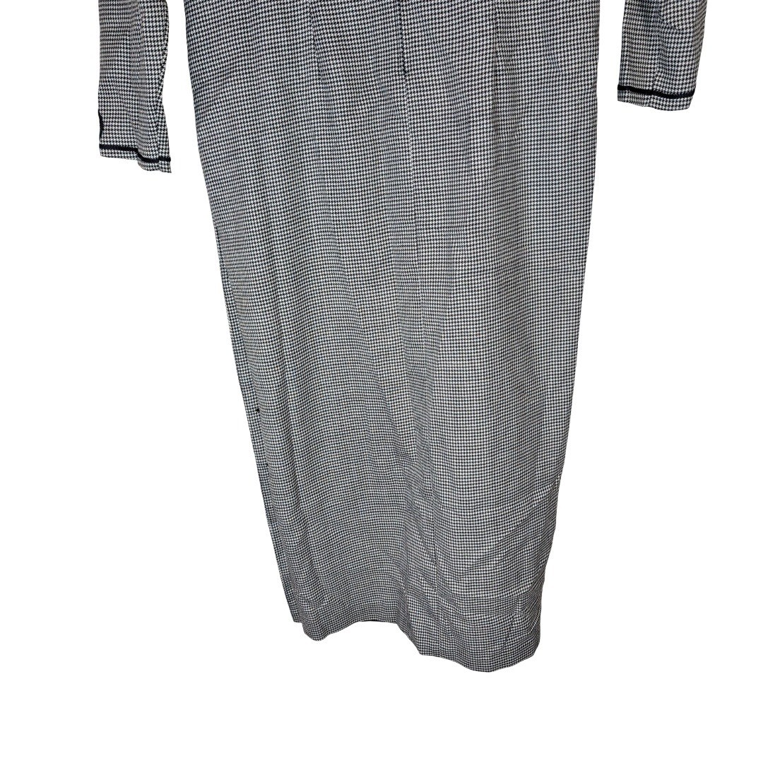 Misty Lane Dress Womens 12 Black White Houndstooth Long Sleeve Vintage