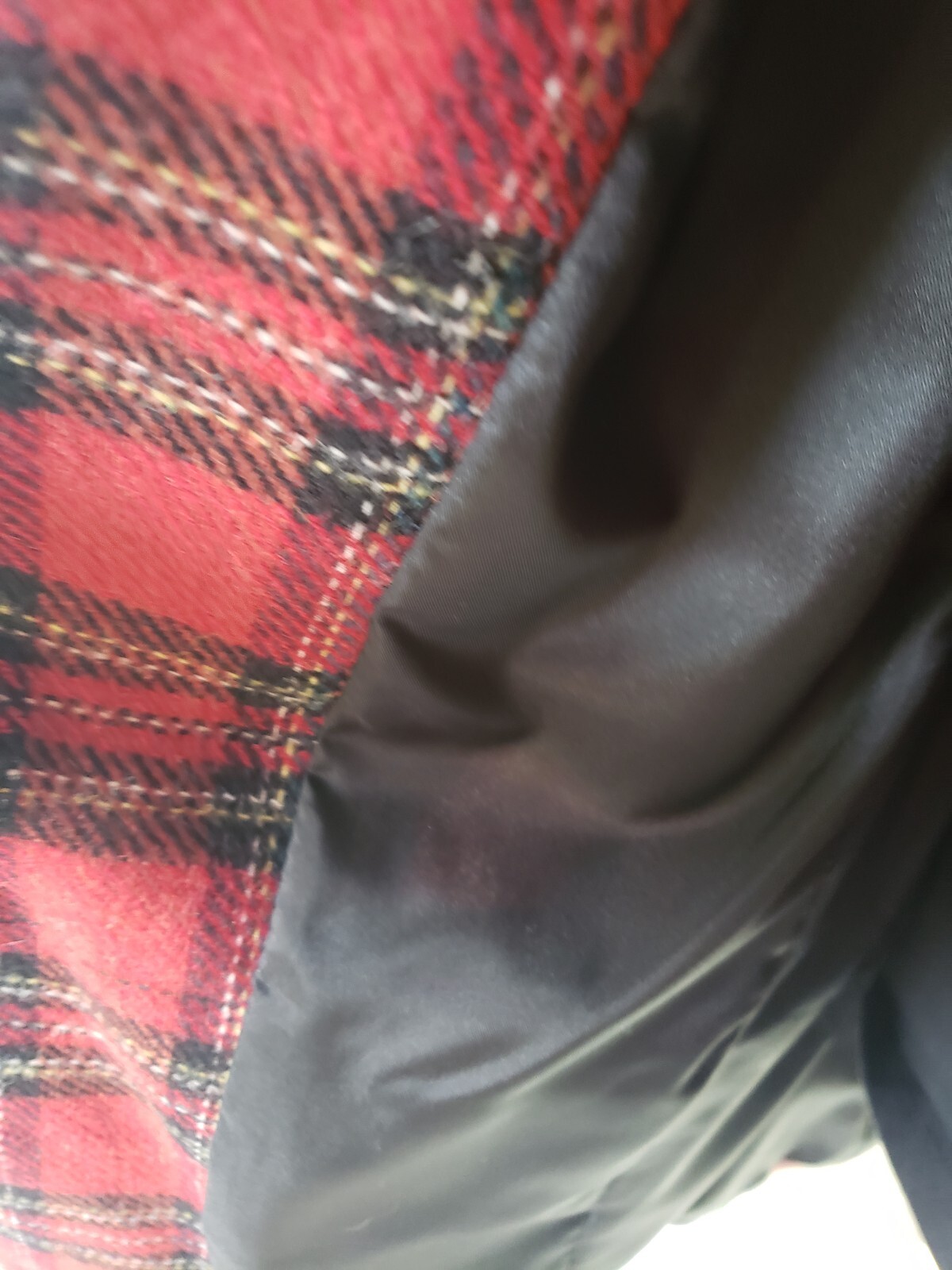 Casual Corner Plaid Blazer Jacket Red/Black Velvet Collar & Trim Wool Sz 8
