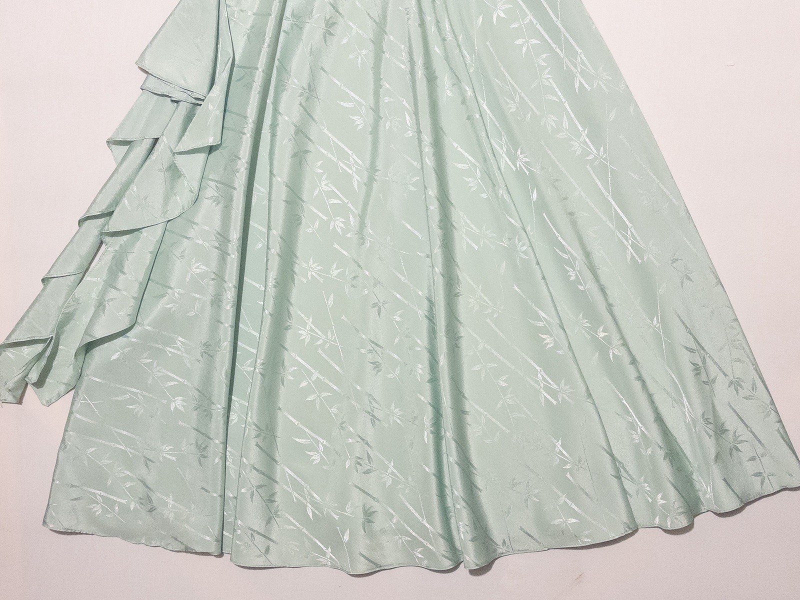 1950’s Handmade Mint Pale Blue Seafoam Green Flare Ruffle Day Dress