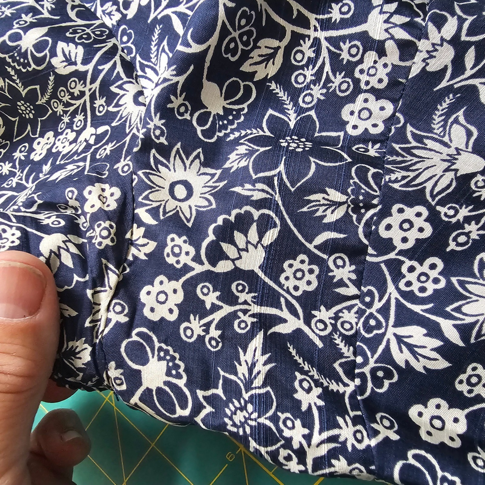 Vintage 1950’s Dress Brewster Navy Blue Floral Square Neck Fitted Pinup as is