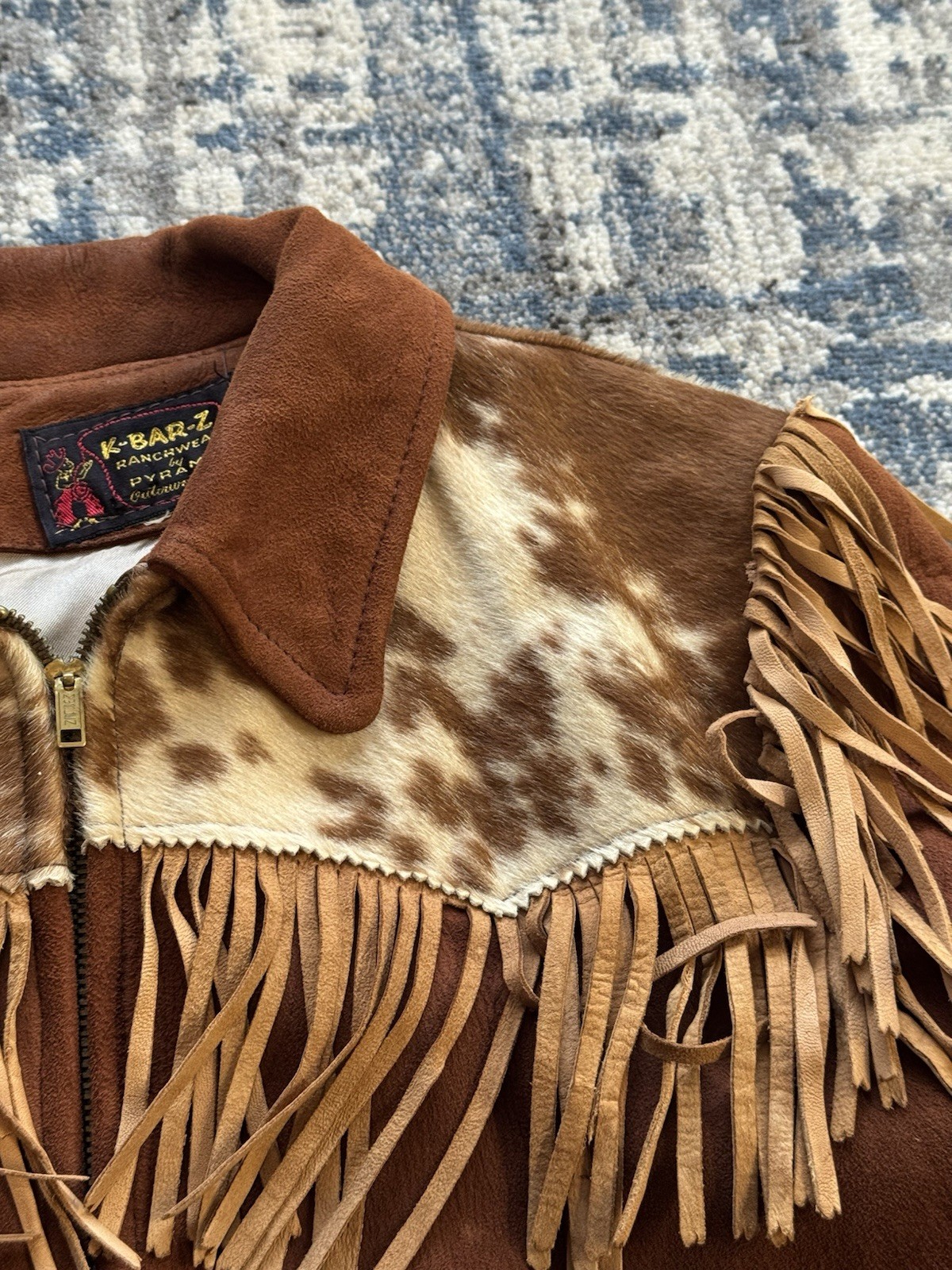 Vintage 1940s K-Bar-Z Brown Suede Cowhide Leather Fringe Jacket Women’s Sz M