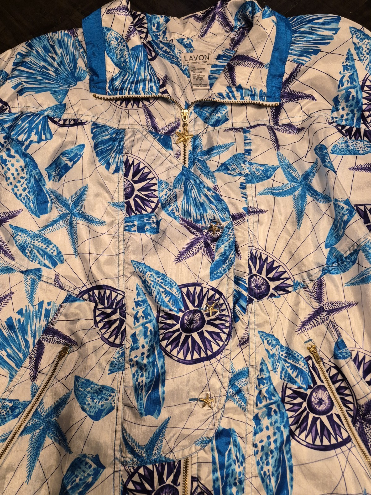 LAVON Vintage 80s 90s Cheerful Corp Teal Windbreaker Jacket Pants Large Starfish