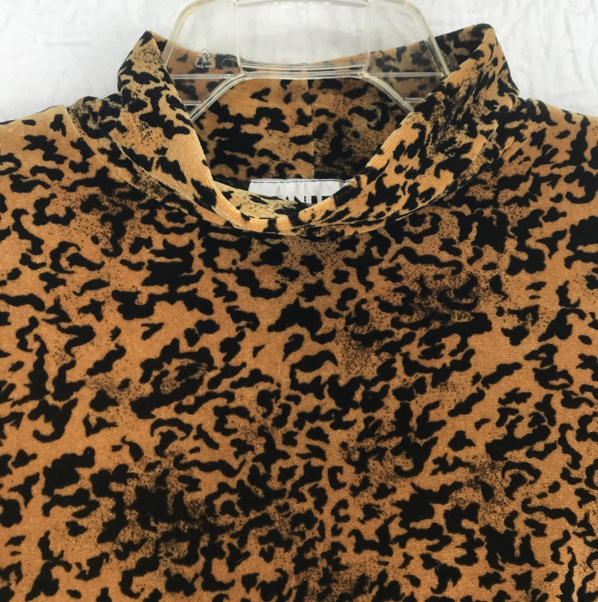 Vintage Joan Leslie Velvet 3Pc Outfit Jacket /Top Sz XL Skirt Sz L Black Leopard