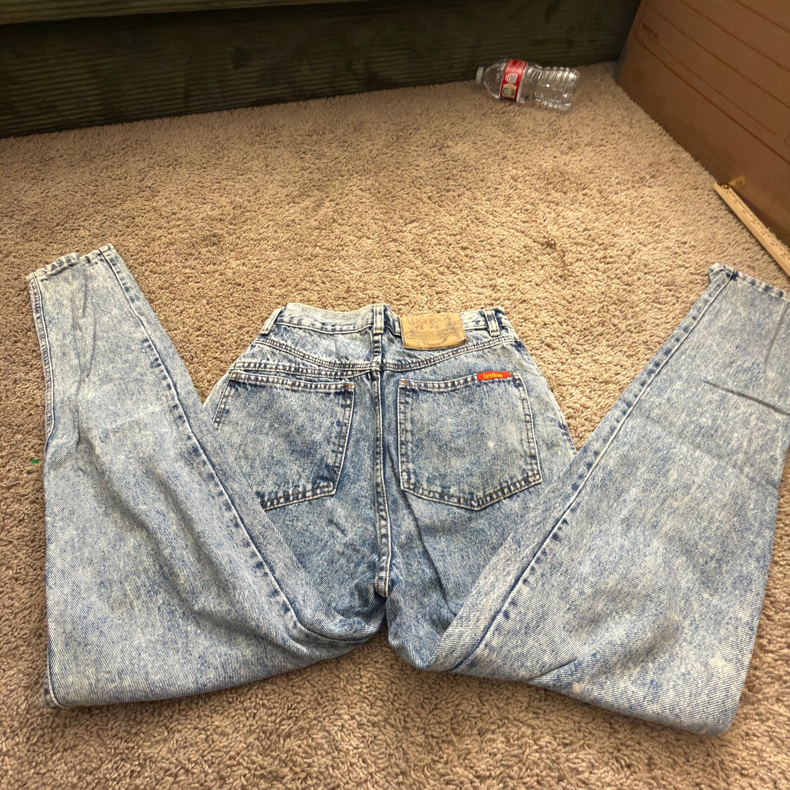 Bonjour Paris Vintage 80s Acid Wash High Waist Tapered 27×30 Made in USA AA02