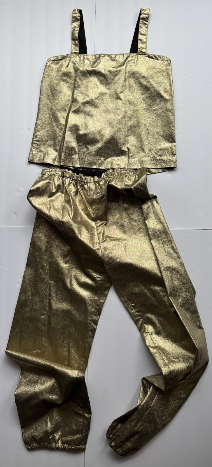 Vintage Malbe Original 2Pc Belted Pant Suit Gold Tank Top & Pants See Note