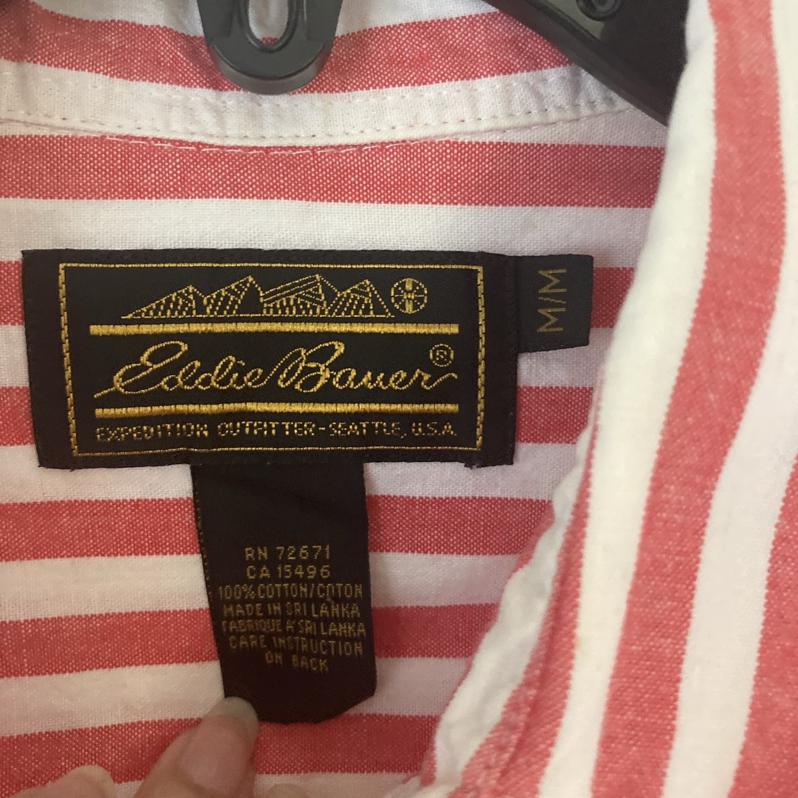 VTG Eddie Bauer Red Striped Short Sleeve Shirt Womens Med Preppy Quiet Luxury
