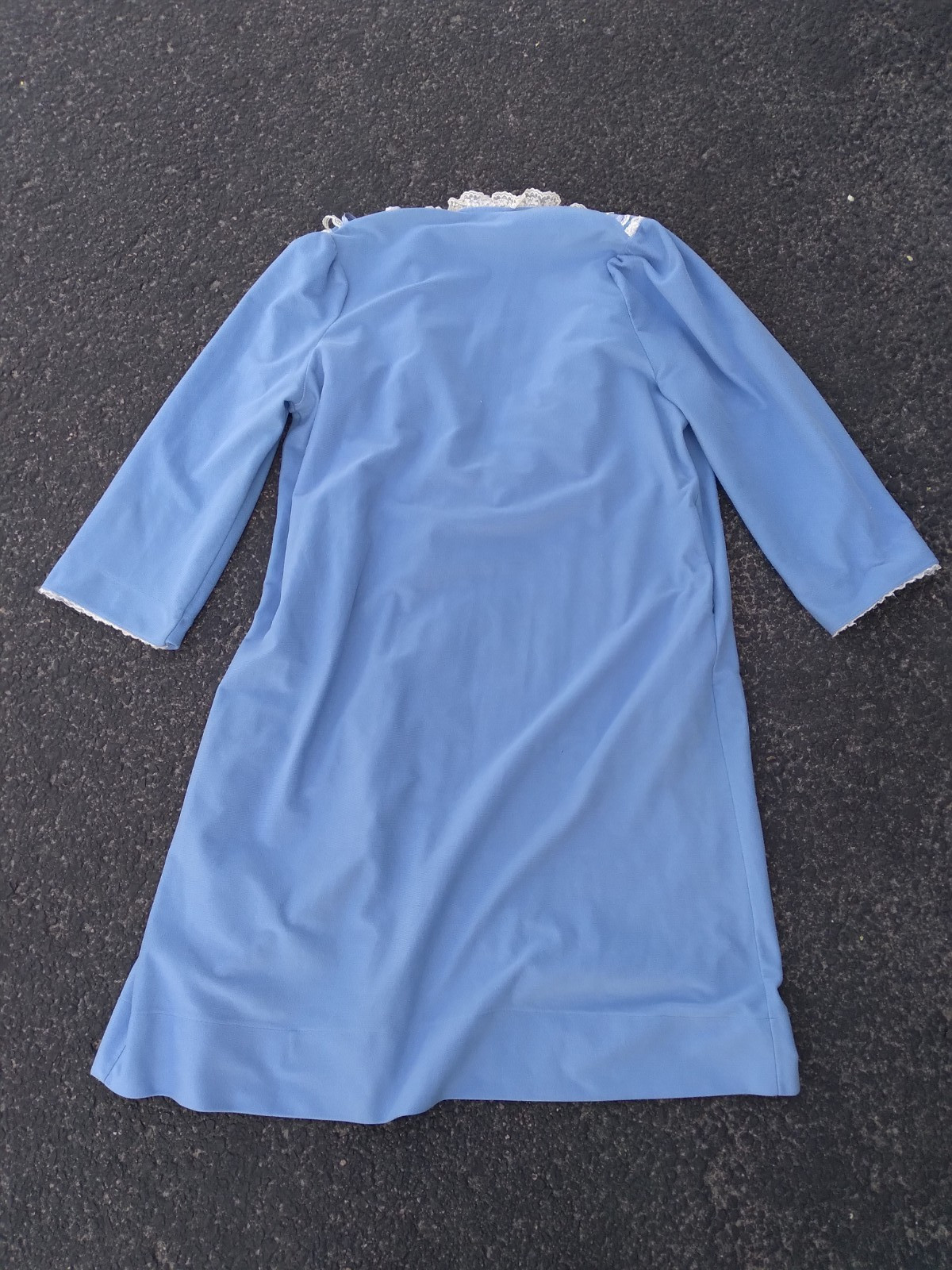Vintage Tiffany Night Gown Loungewear Medium Blue Lace Sleep Wear Pockets