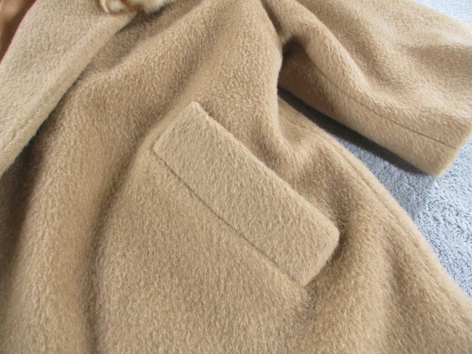Vintage Marce Original Coat Fur Trim Brown Tan Half Sleeve 60s 50s EUC