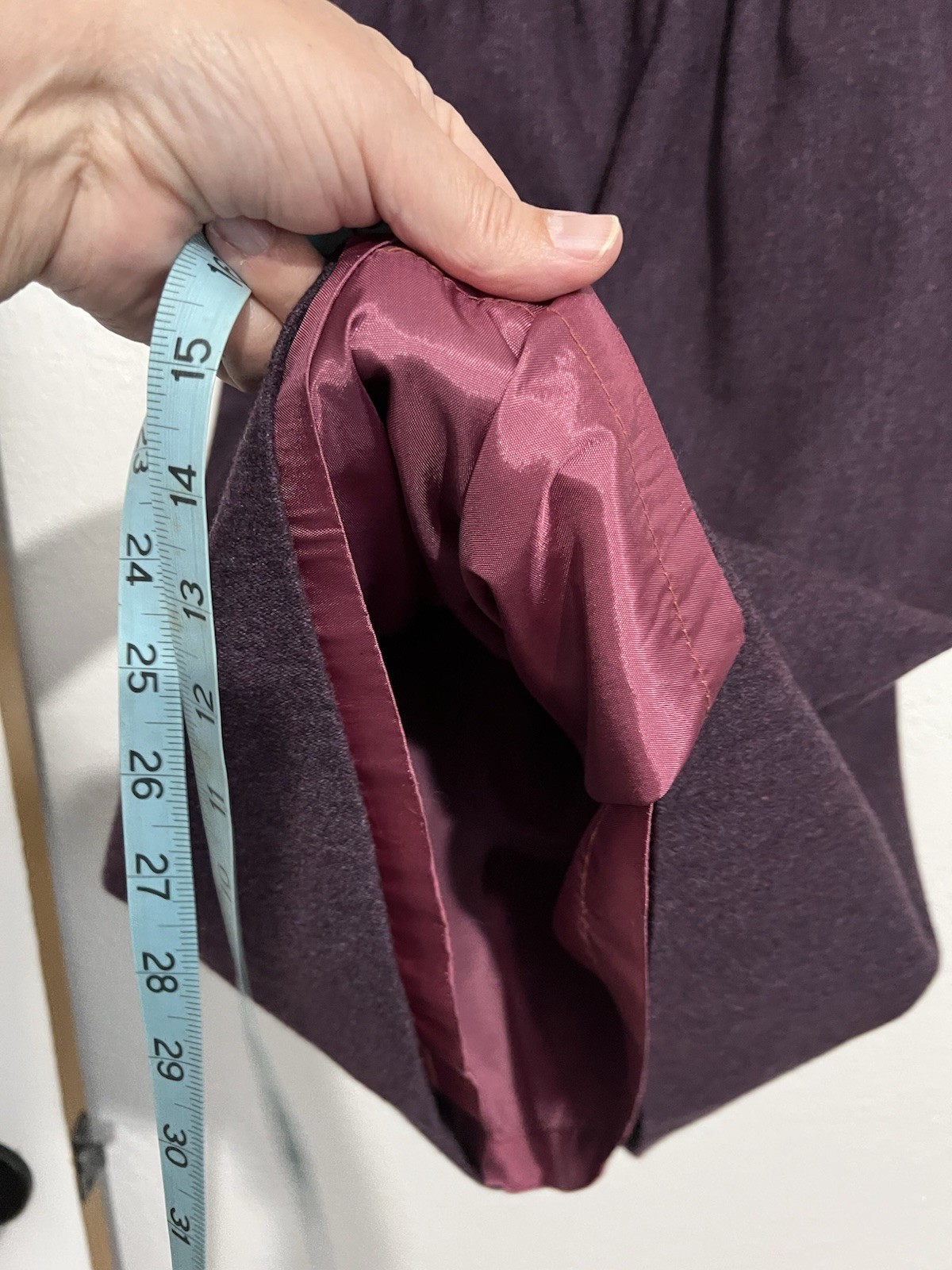 Vtg Sm Wool Skirt Suit Plum Purple Blazer Midi Skirt 2 Piece Set