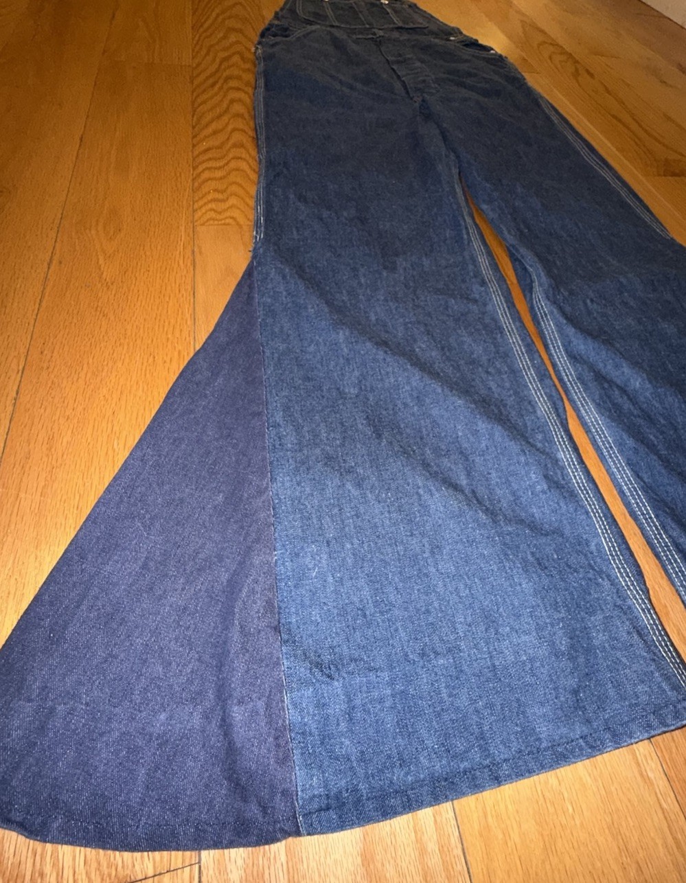 Vintage 1950s 50s Denim Overalls Custom 70s Flare Bell Bottom OOAK Jeans Sz 8