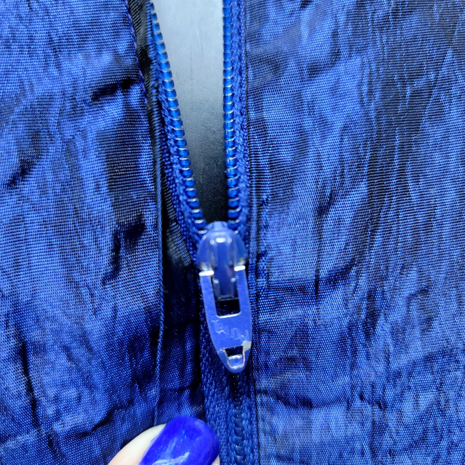 Vintage 70s Dan Leslie Womens S Midnight Blue Crushed Taffeta Ruffles Maxi Gown