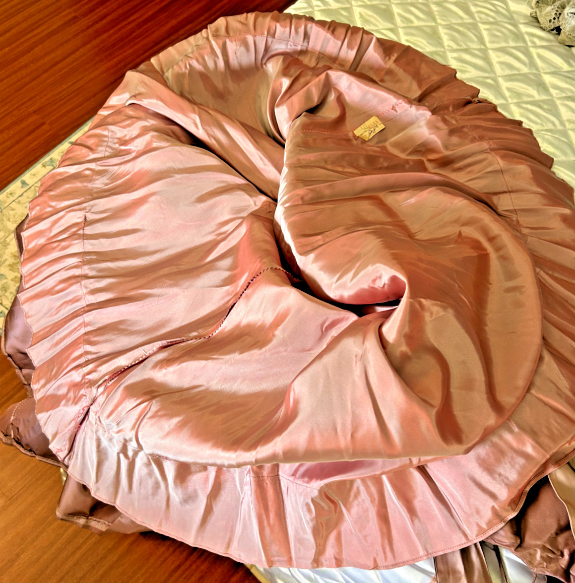 Incredible 1940s Taffeta Acetate Rhinestone Pearl Rose Pink Bustier Gown Bolero